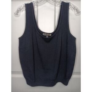 St. John Basics Black Santana Knit Cropped Tank Top Large Designer Stretch